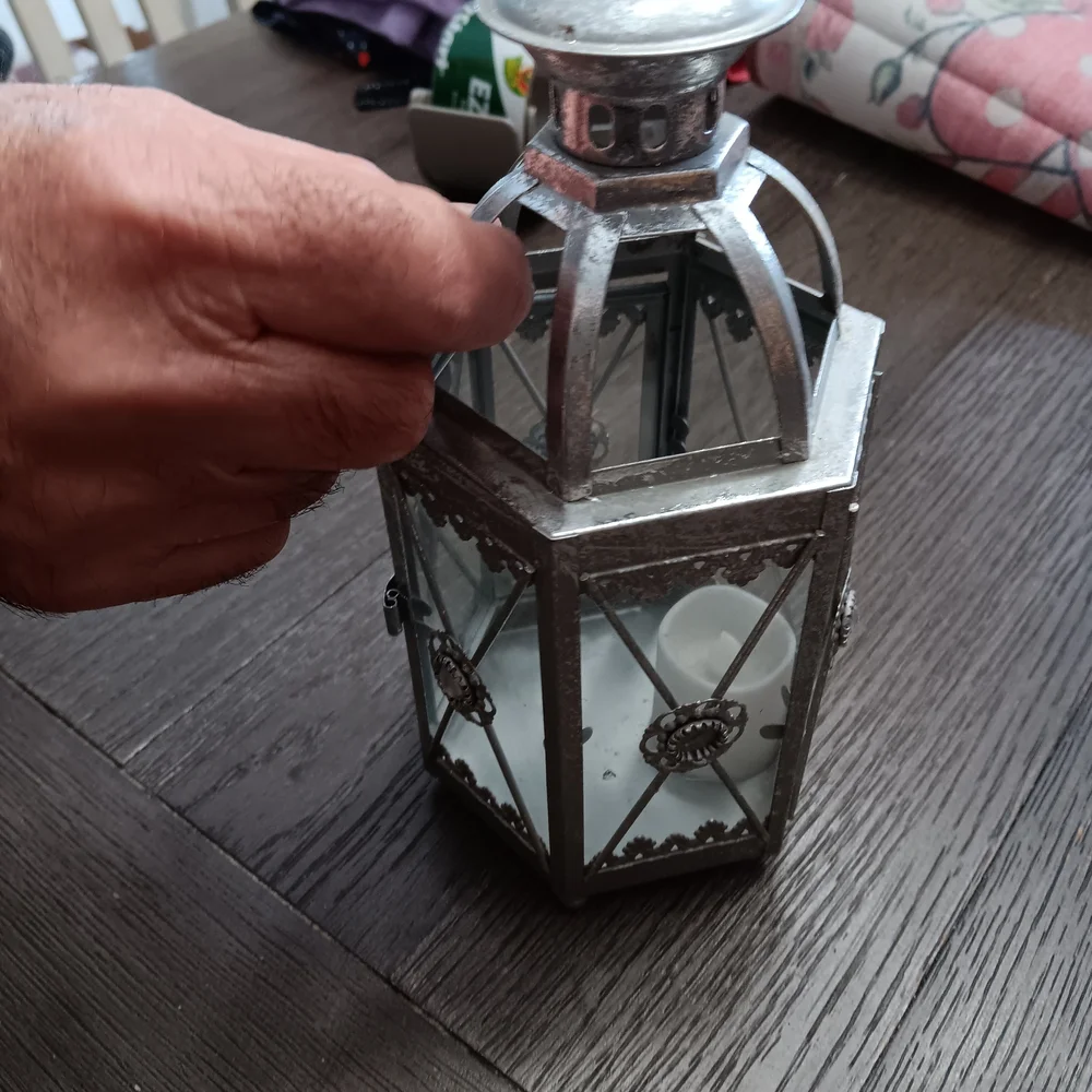 Silver Decorative Lanternwith Sparkke Accents